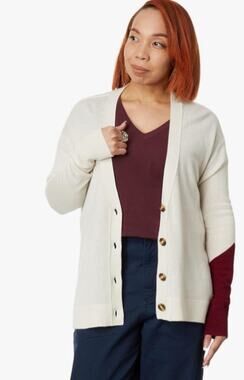 LABEL Women's Go-To Cardigan Sweater Small Putty Beige Wool Cashmere V-Neck NWT